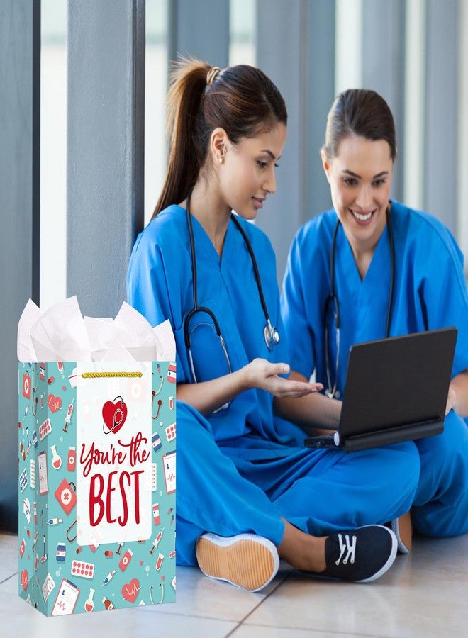 FaCraft Nurse Graduation Gifts Bag - 13" Large Nurse Gift Bags with Tissue Paper for Women Men New Nurses Nursing School Graduation Gifts for Her Him Graduates New Nursing Student Medical School Party - Image 4